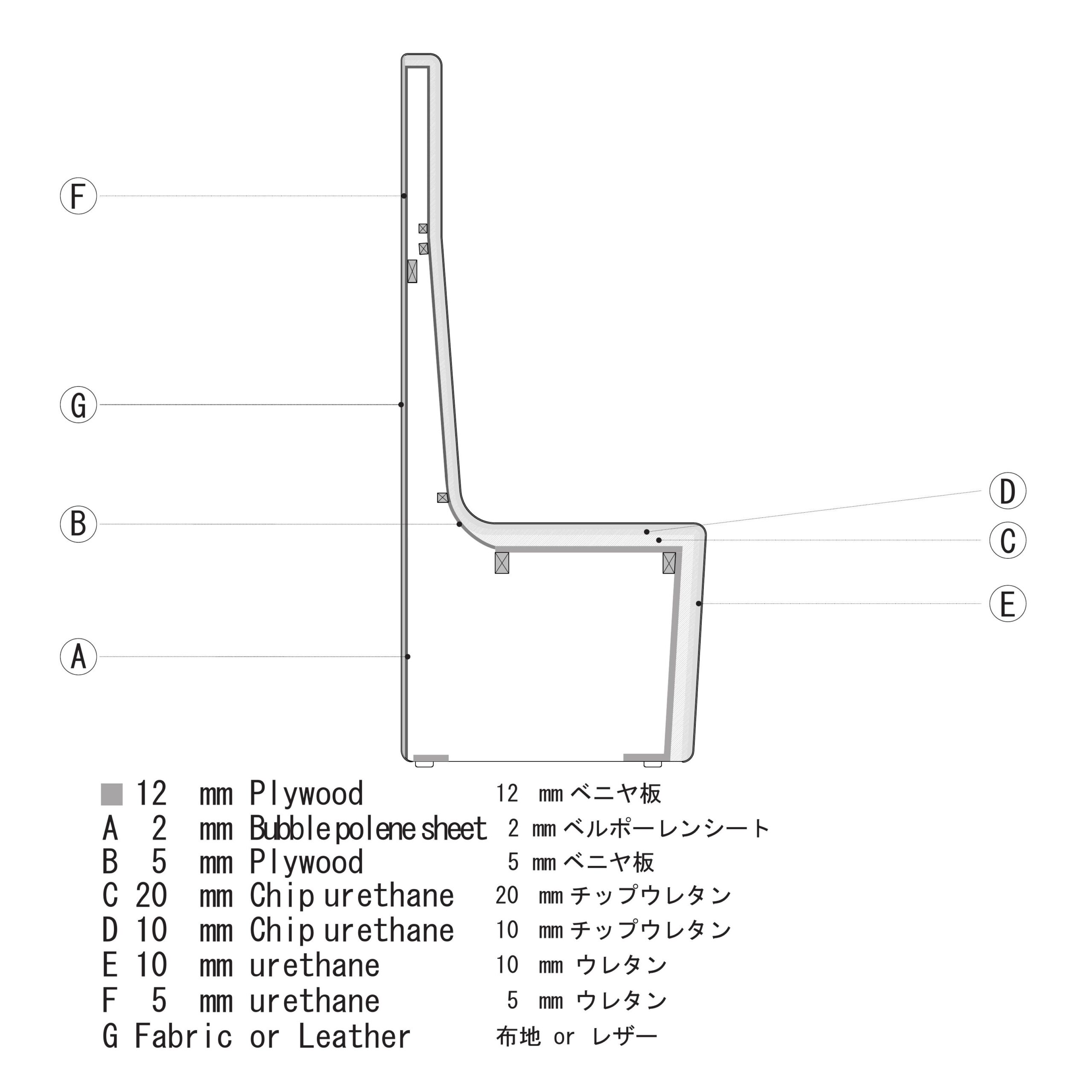 ホール　ロビー　ボックスソファ　断面図