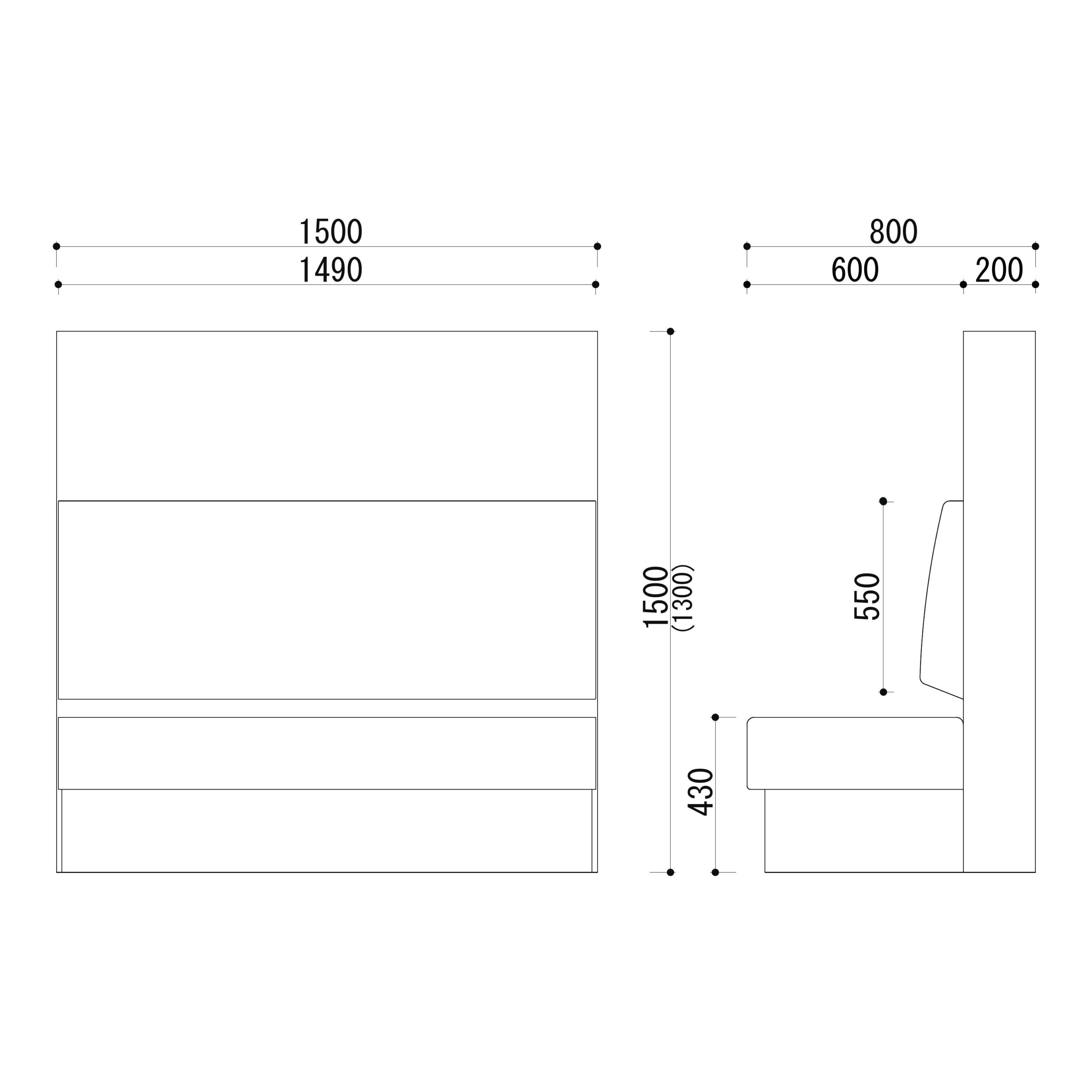 ショールーム　ミーティング　ファミレスベンチ　図面