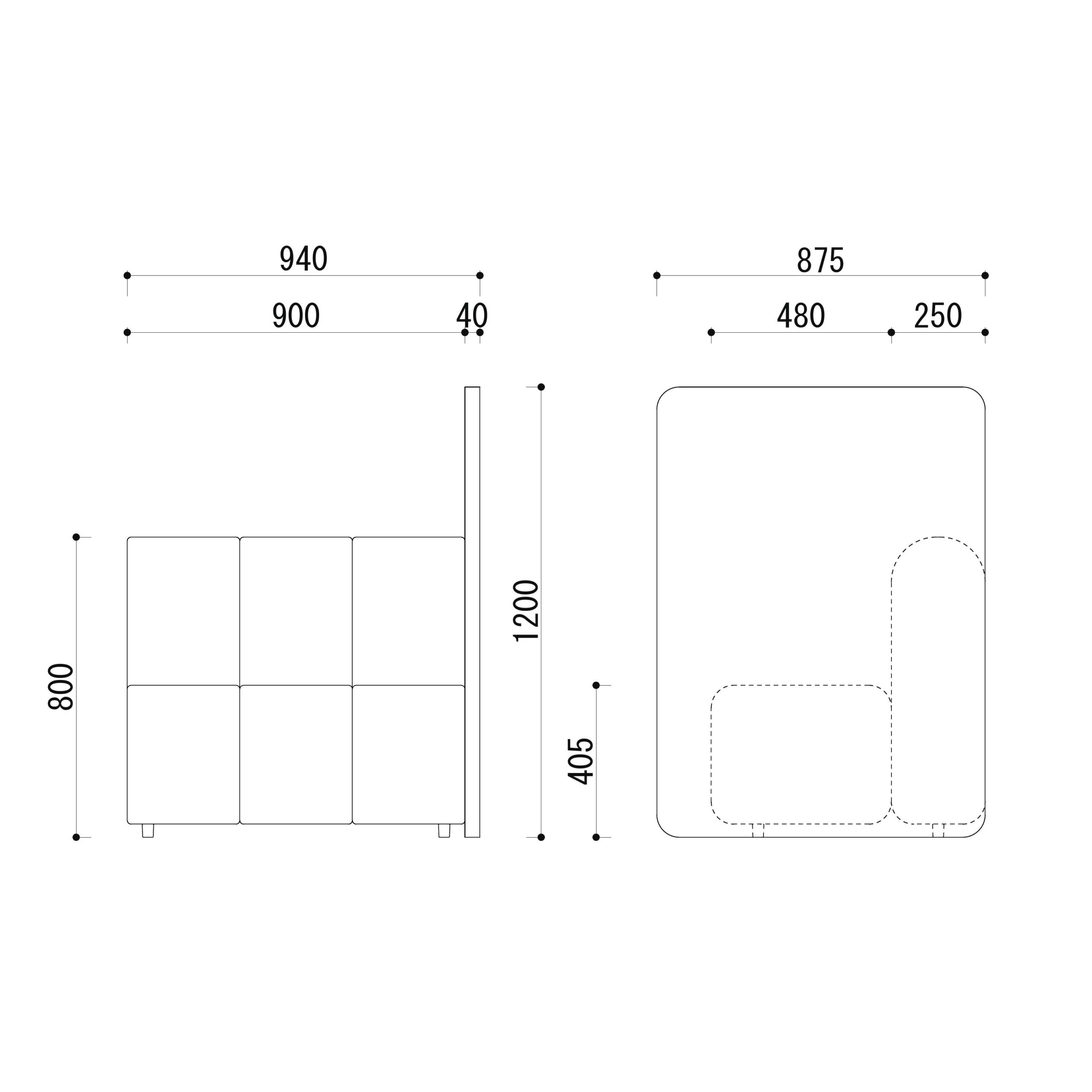 クリニック　ロビー　パーテーション付ソファ　図面