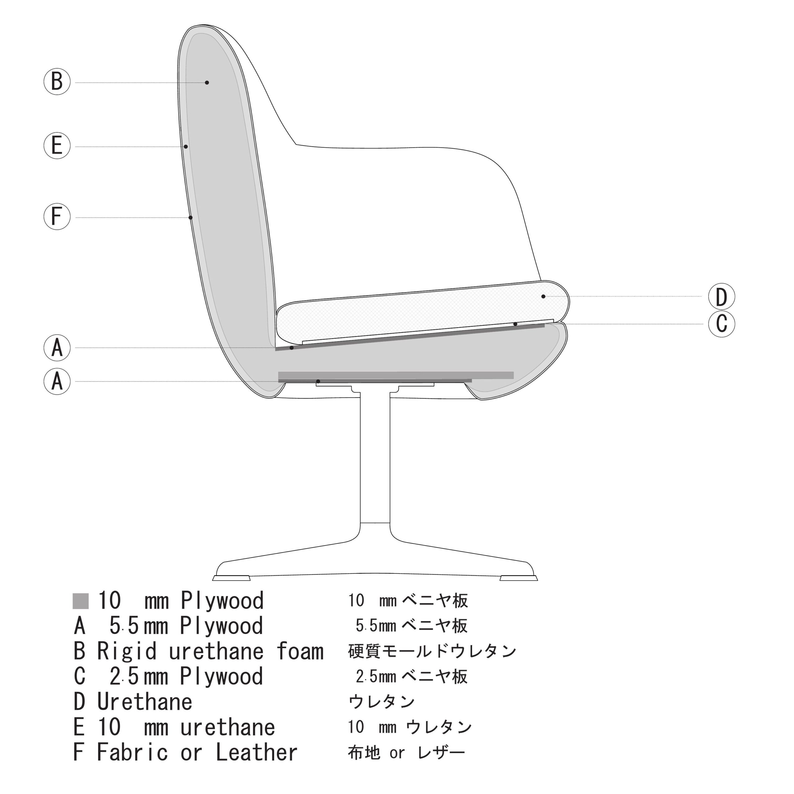 オフィス　ホテル　ロビーソファ　断面図