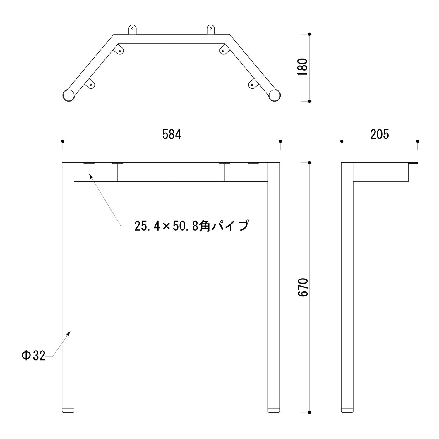 オフィス　スタイリッシュ　テーブル脚　図面