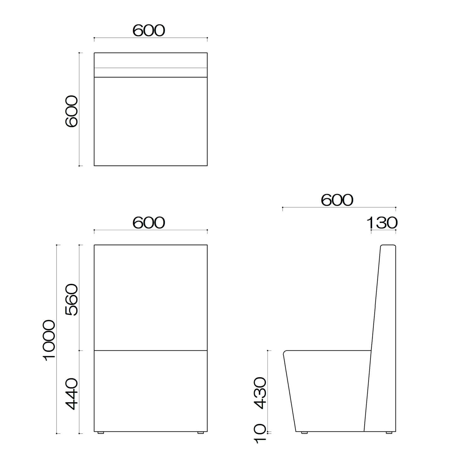 ブースソファ　コスパン1P　完成品図面